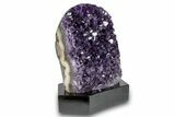 Grape Jelly Amethyst Geode With Wood Base - Uruguay #275687-2